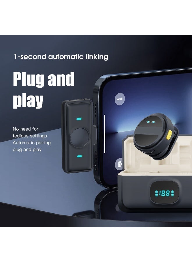 M.A&F's ميكروفون لافاليير لاسلكي لجهاز iPhone/Android، ميكروفونات لابيل مع موصل USB-C، ميكروفون صغير مع إلغاء الضوضاء بتردد 2.4GHz، مع علبة شحن، مدى 300 قدم للبث، الفلوق، تيك توك ويوتيوب - Image 5